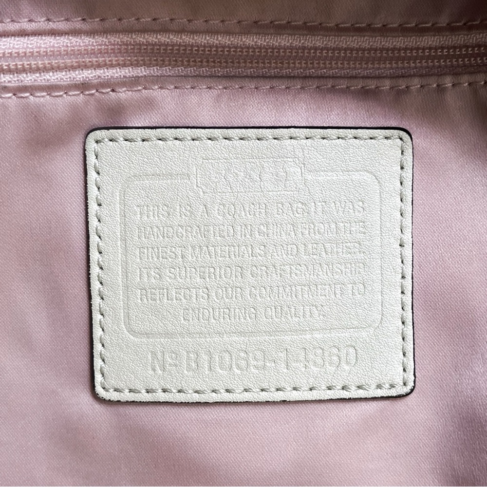 Coach Kristin Signature C Sequin Tan Ivory Khaki Canvas Hobo Tote Shoulder Bag - Picture 16 of 16